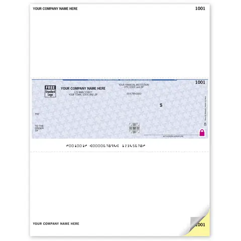 Sage 50 Laser OCR Business Checks With Logo on Secure Paper