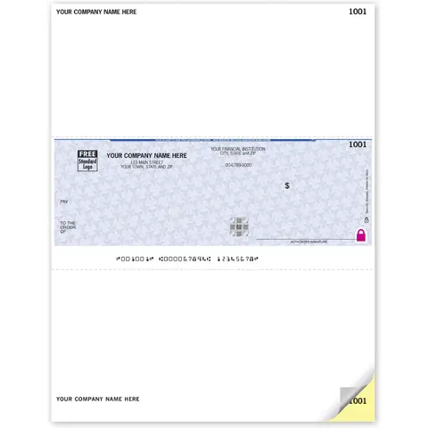 Sage 50 Laser OCR Business Checks With Logo on Secure Paper