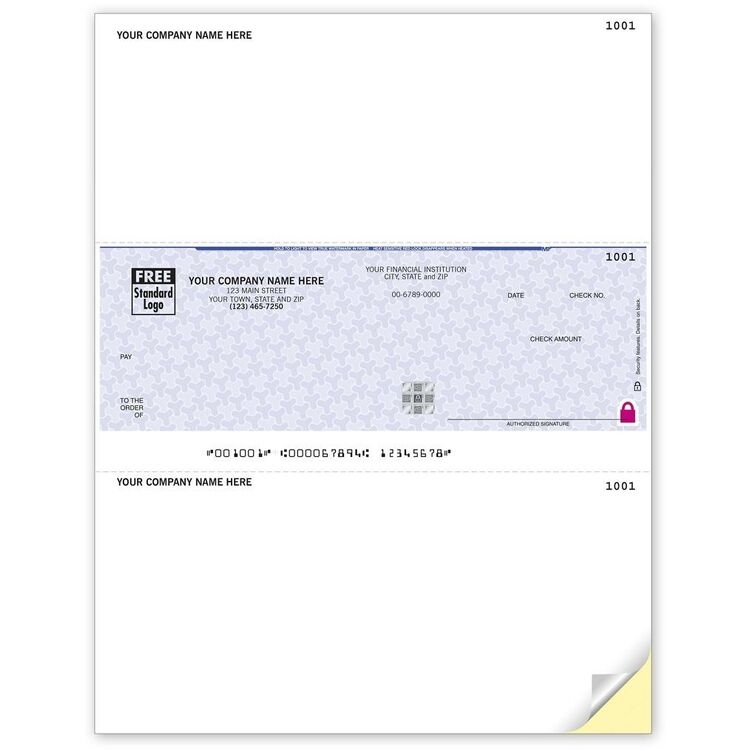 Microsoft® Dynamics / Realworld OCR Laser Business Checks - Secure Paper - Custom Logo