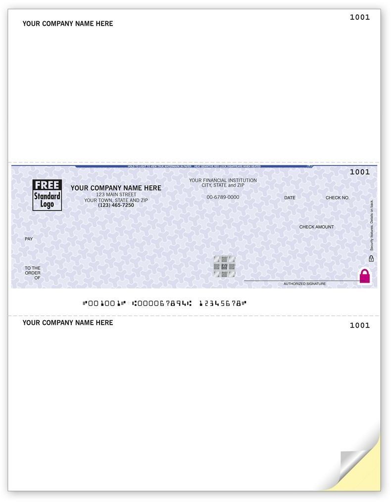 Microsoft® Dynamics / Realworld OCR Laser Business Checks - Secure Paper - Custom Logo