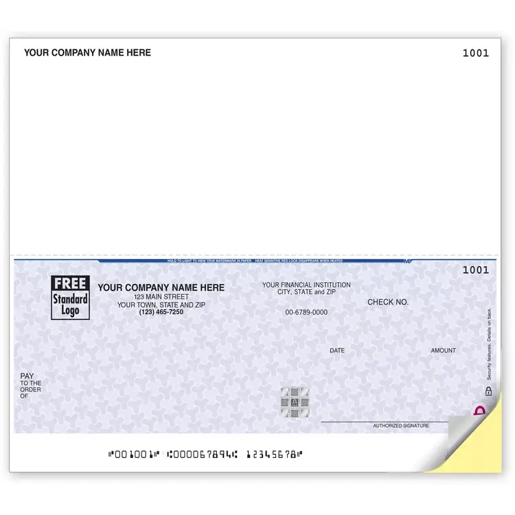 Laser Multipurpose Bottom Check - Secure Paper - 1 Stub