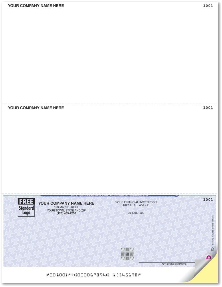 Customized Secure Laser Checks - Bottom Check - 2 Stubs