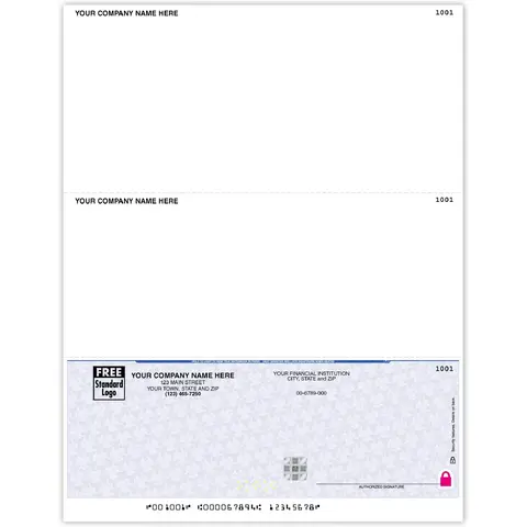 Customized Secure Laser Checks - Bottom Check - 2 Stubs