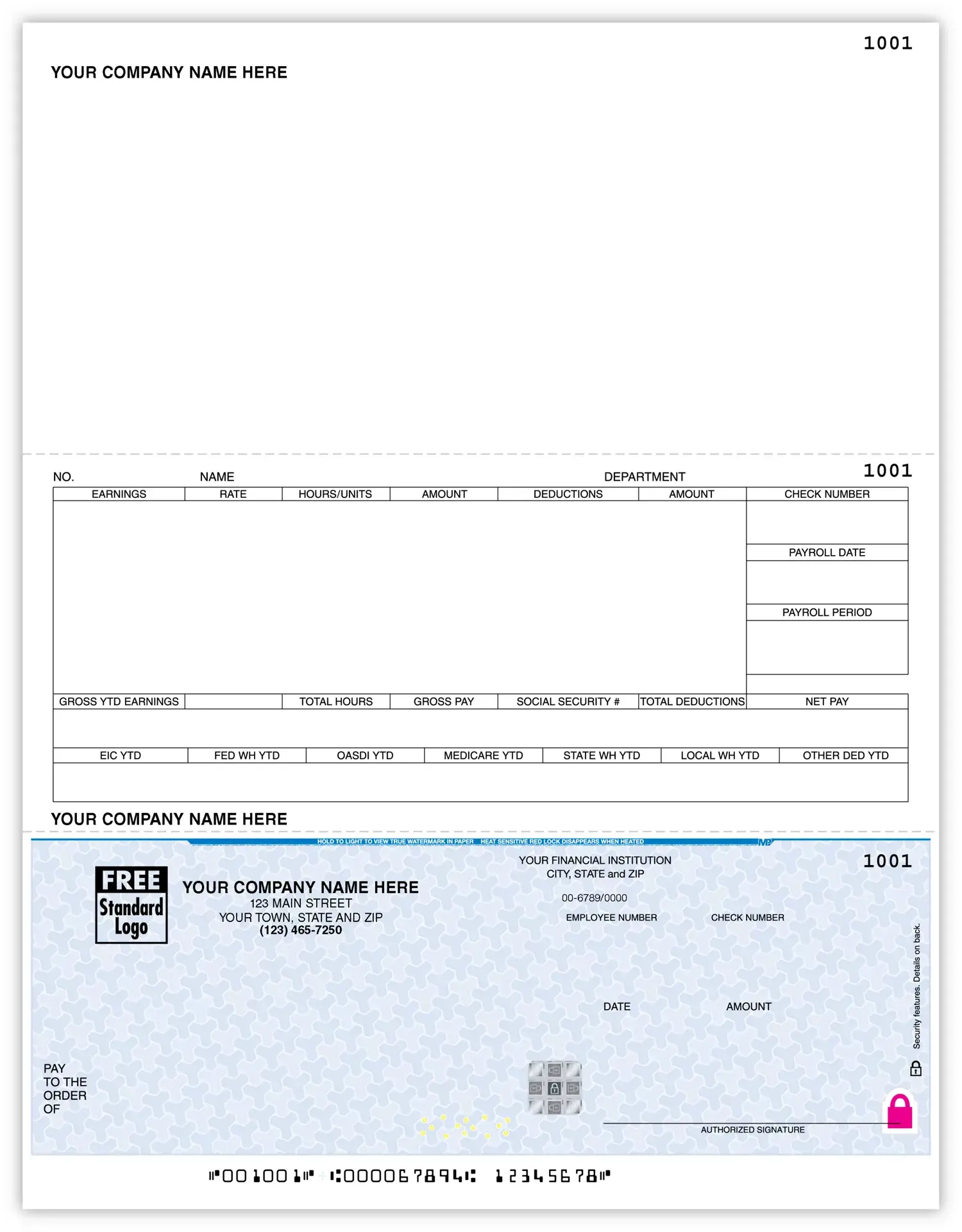 DacEasy® Laser Payroll Checks Printed on Secure Paper