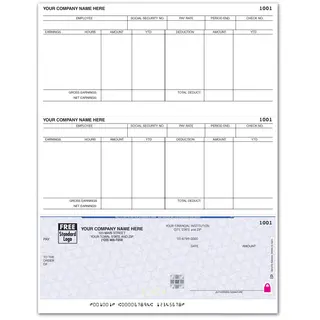 Software compatible laser payroll checks printed on secure paper