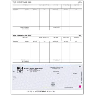 Software compatible laser payroll checks printed on secure paper