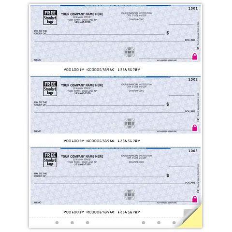 Business checks printed on secure paper and compatible with Quickbooks software 