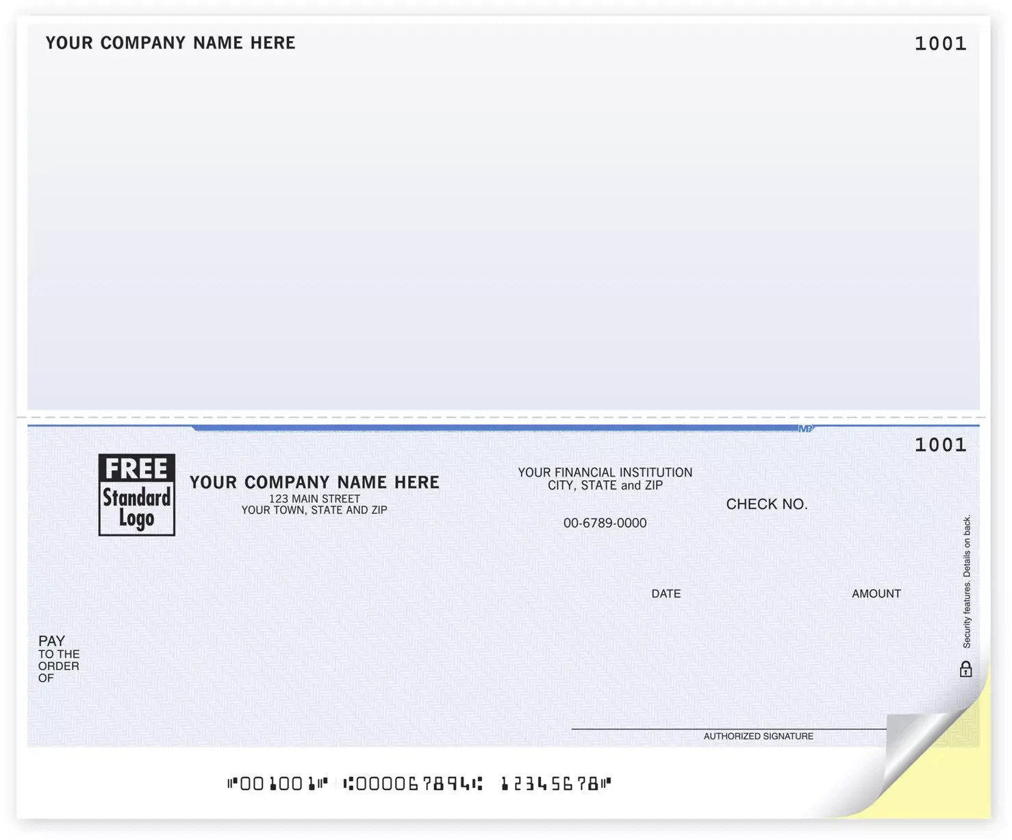 DLB101, Laser Business Checks - 2-Up, Bottom Check