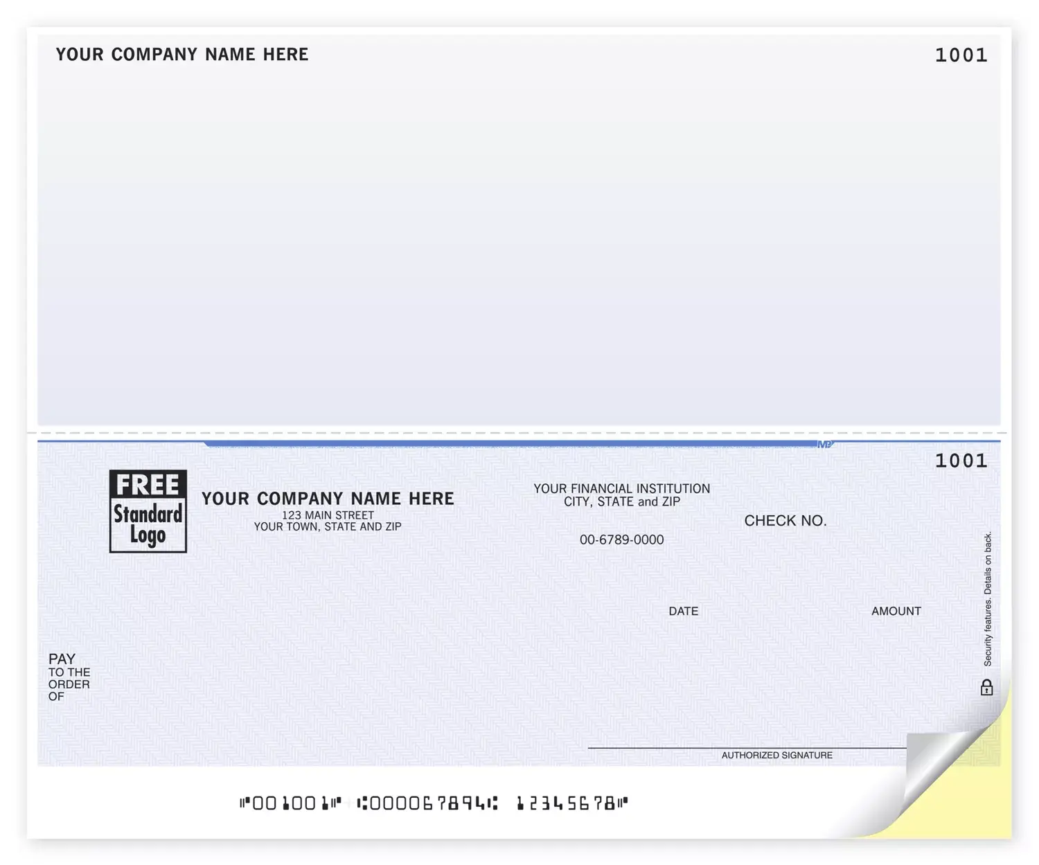 DLB101, Laser Business Checks - 2-Up, Bottom Check