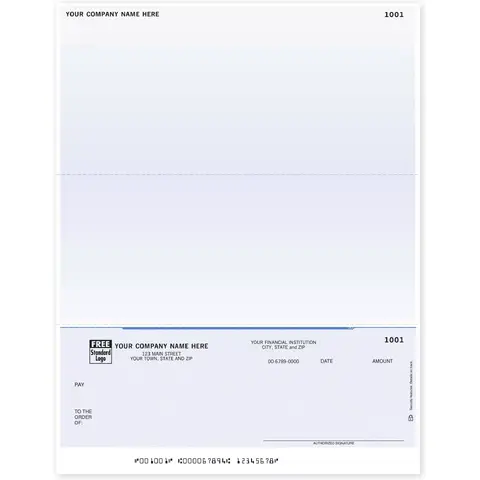 DLB135, Laser Business Checks - Two Stubs, Bottom Check