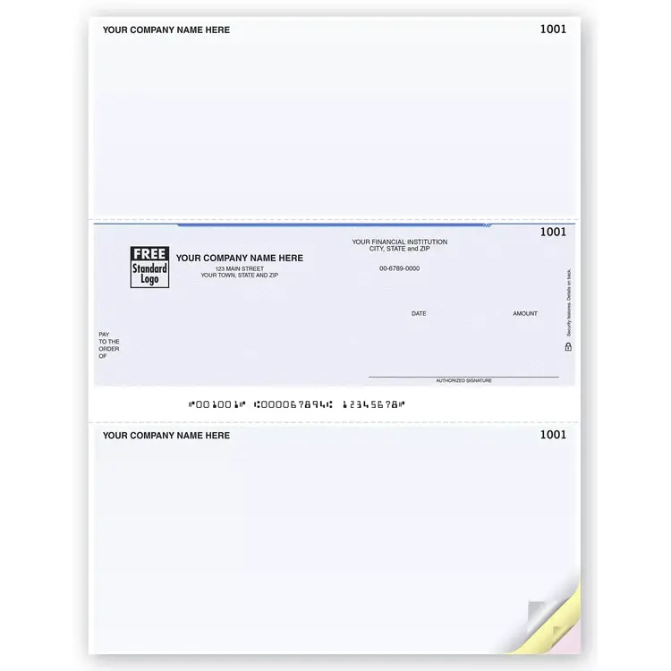Business Laser ACCPAC Checks, Middle Check with 2 Stubs