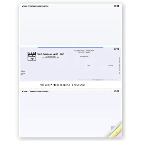 Business Laser ACCPAC Checks, Middle Check with 2 Stubs