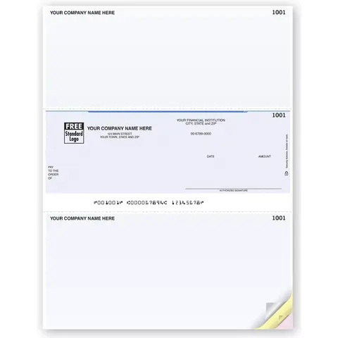 Business Laser ACCPAC Checks, Middle Check with 2 Stubs