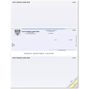 Custom computer check with middle-placement layout and two detachable stubs