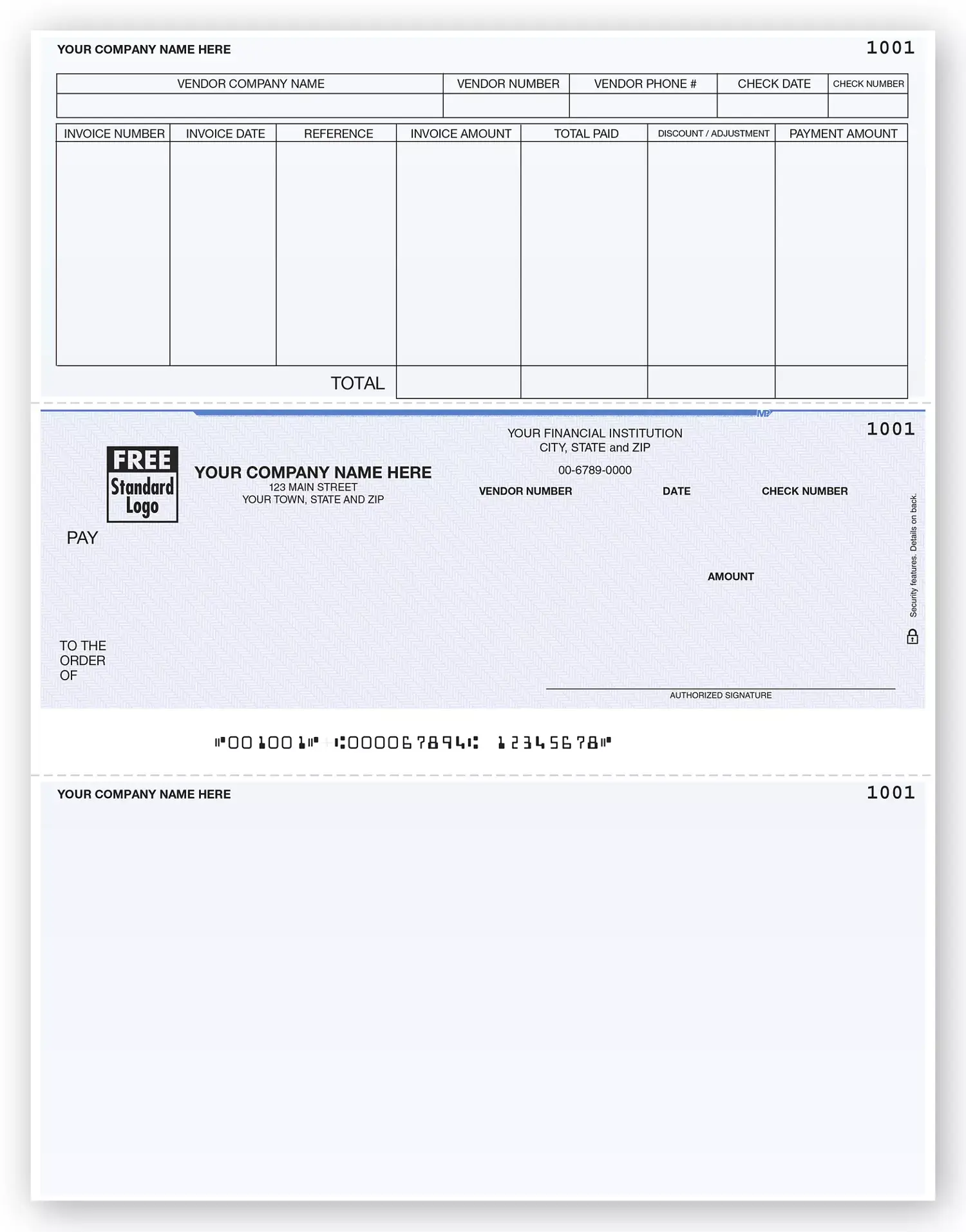 AccountMate Laser Accounts Payable Checks with Adjustment Column