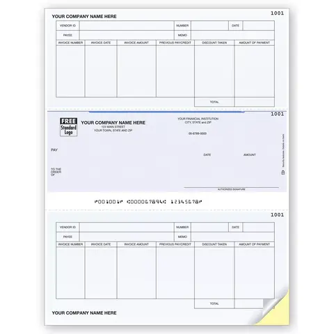 Sage DacEasy Computer Checks for Accounts Payable with Payee Info and Memo