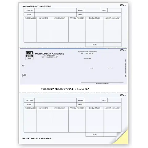 Sage DacEasy Computer Checks for Accounts Payable with Payee Info and Memo