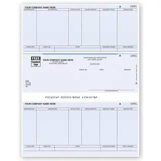 Computer Checks for Accounts Payable - Middle Check with 2 Stubs