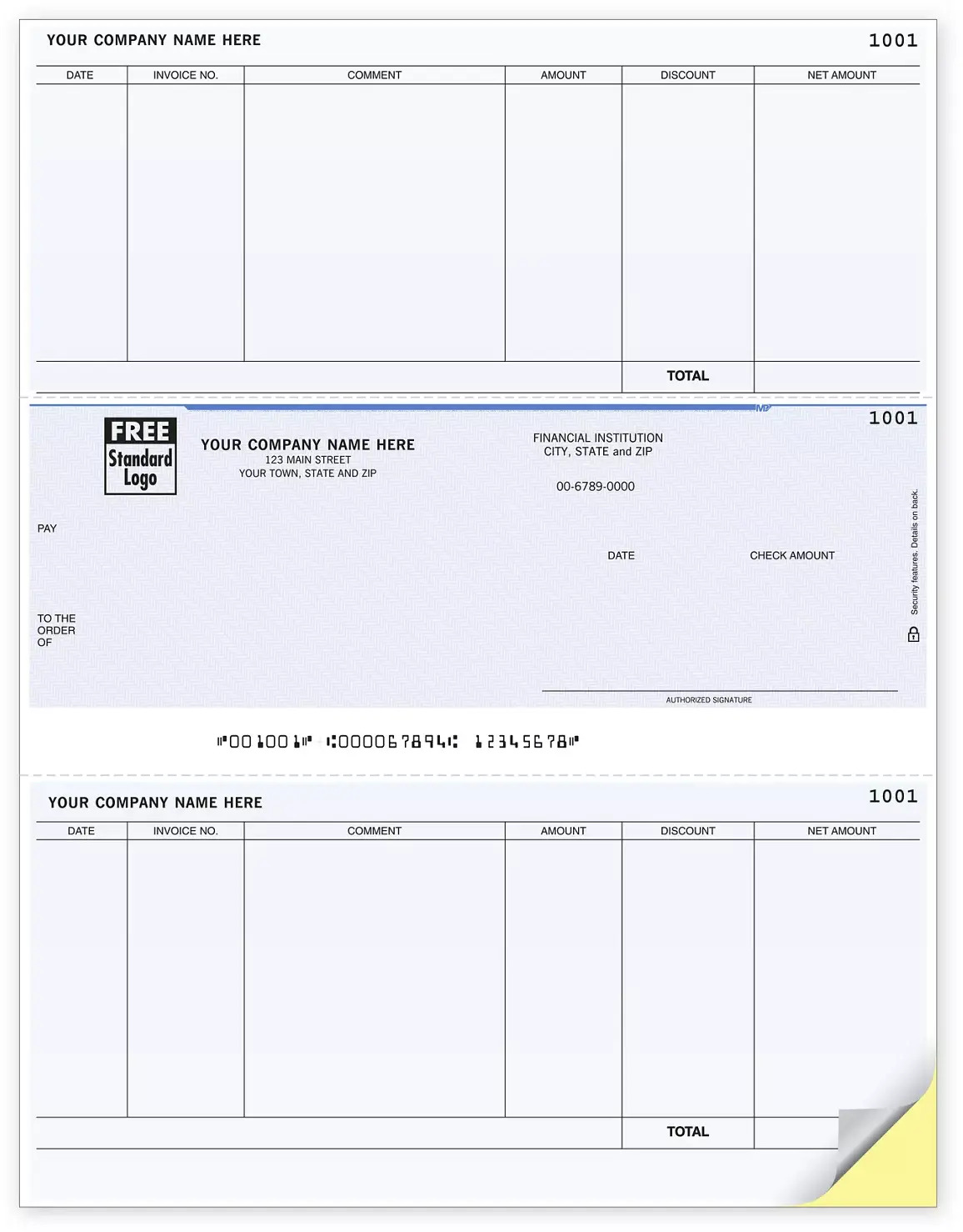 Sage 100 Computer Checks for Accounts Payable with Comment Section