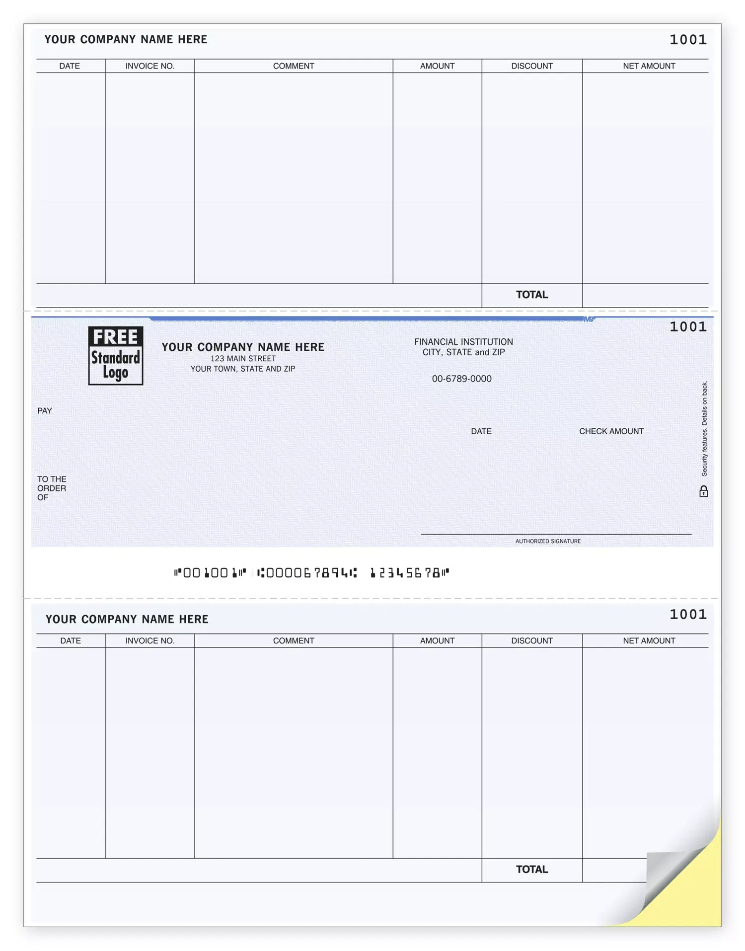 Sage 100 Computer Checks for Accounts Payable with Comment Section