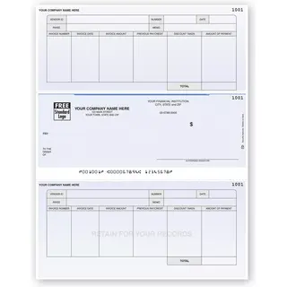 Accounts Payable Middle Checks with Stubs for Record Keeping
