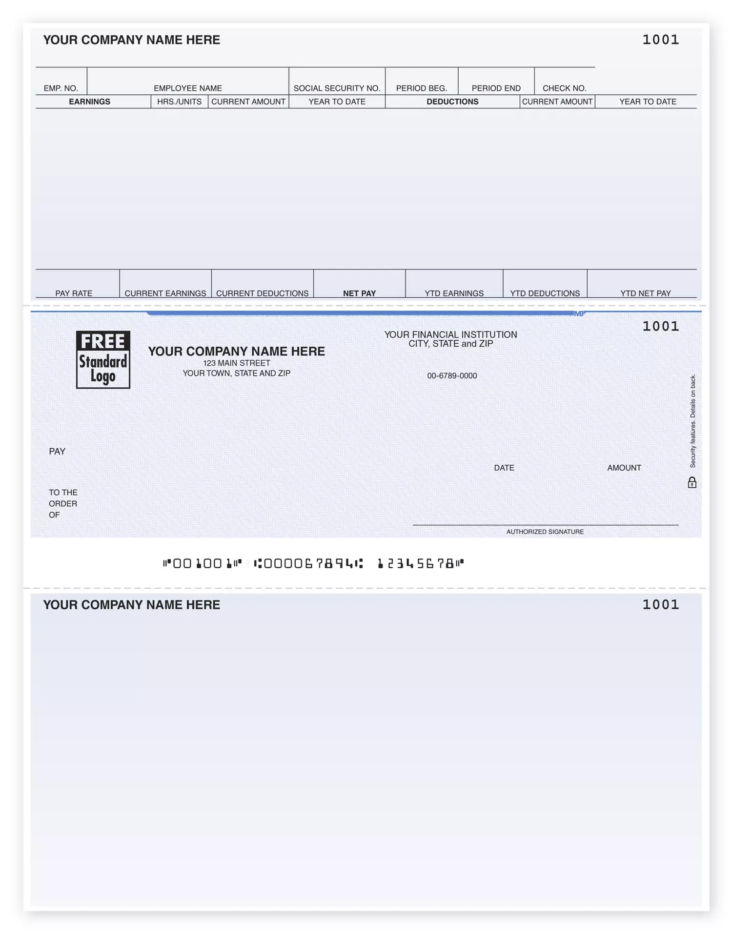Laser Sage Compatible Payroll Checks, Hours Earned