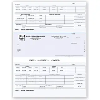 Custom Printed Payroll Checks with Detailed Hours, Vacation, Overtime and Taxes Paid
