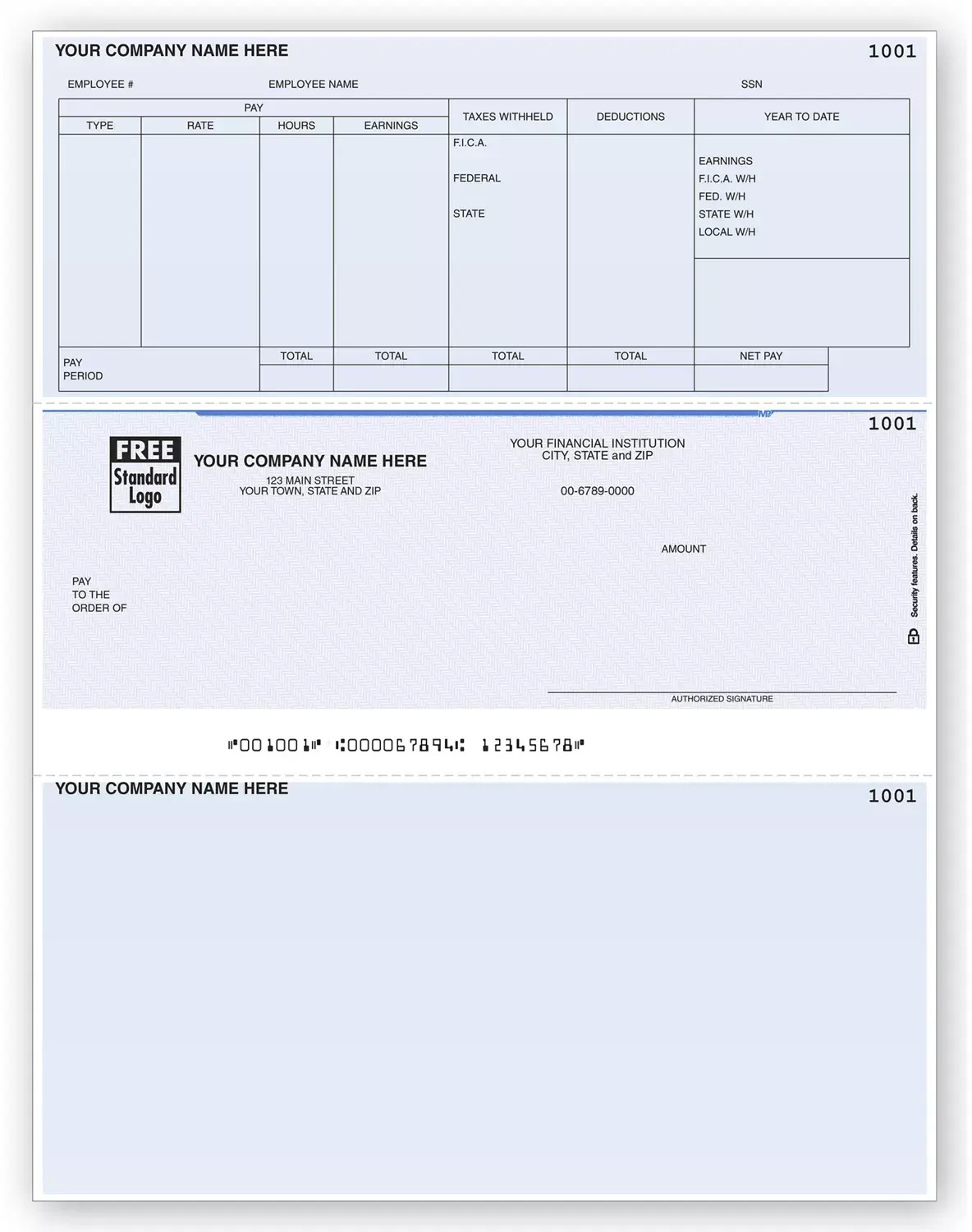 Microsoft® Payroll Checks with FICA and FUTA Tax Deductions