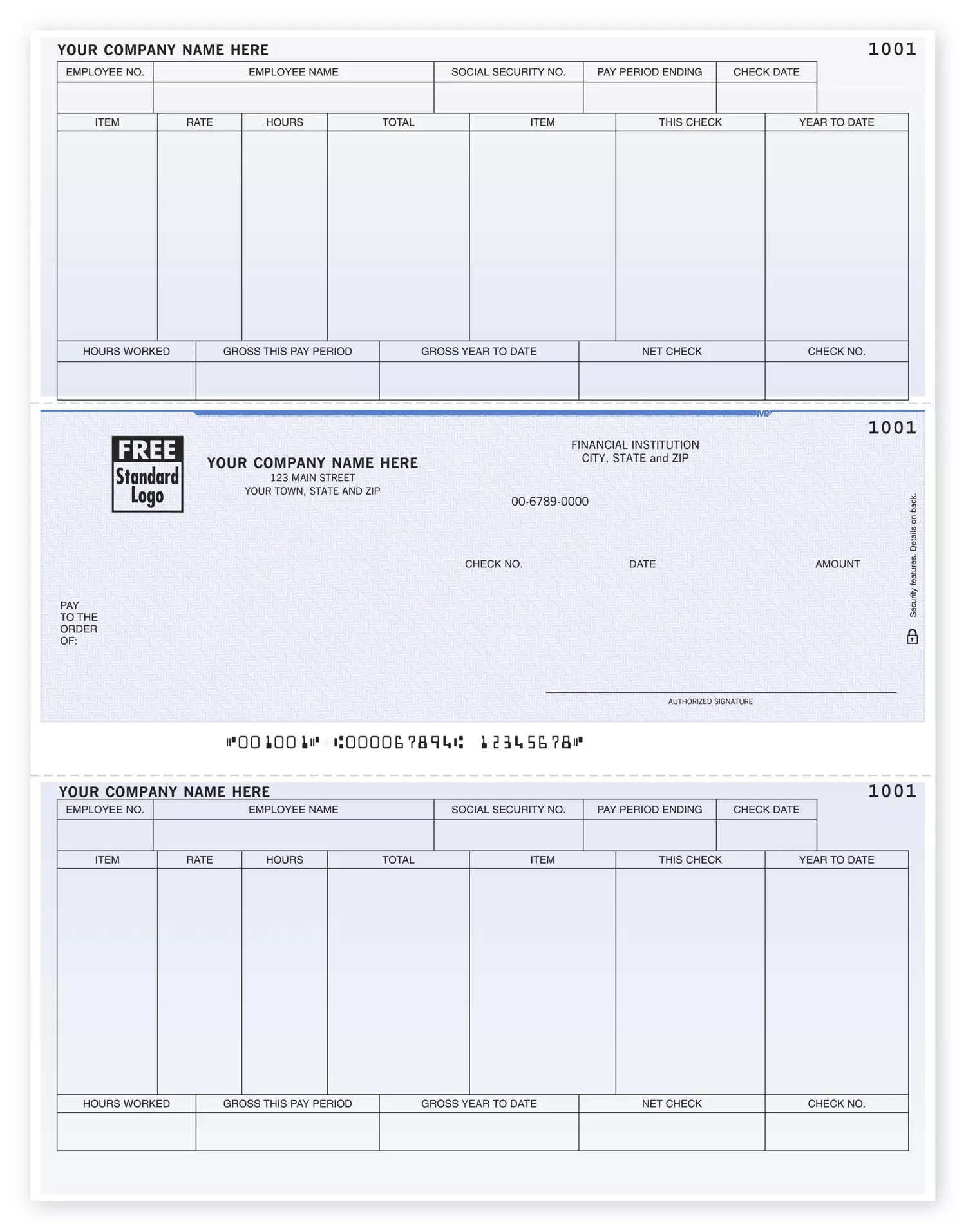 Peachtree Software Payroll Checks, Laser Format