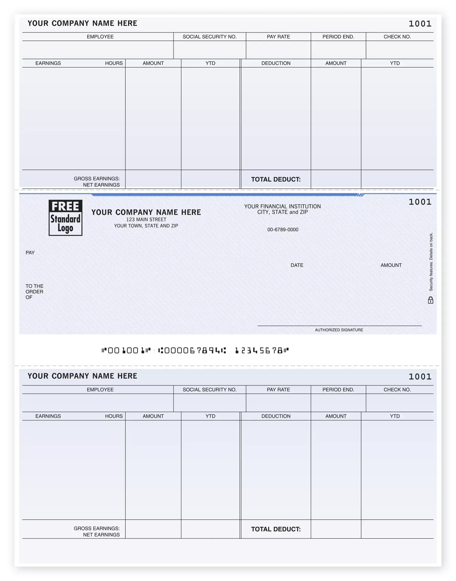 Sage 100 Software Payroll Checks - Laser Format