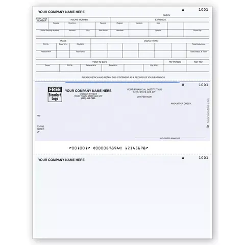 Software Compatible Payroll Checks with Hours and Tax Details