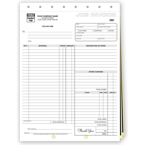 Carbon Copy Job Invoices