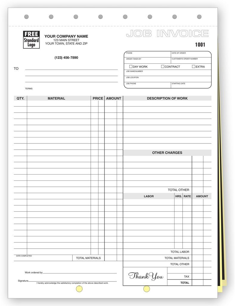 Carbon Copy Job Invoices