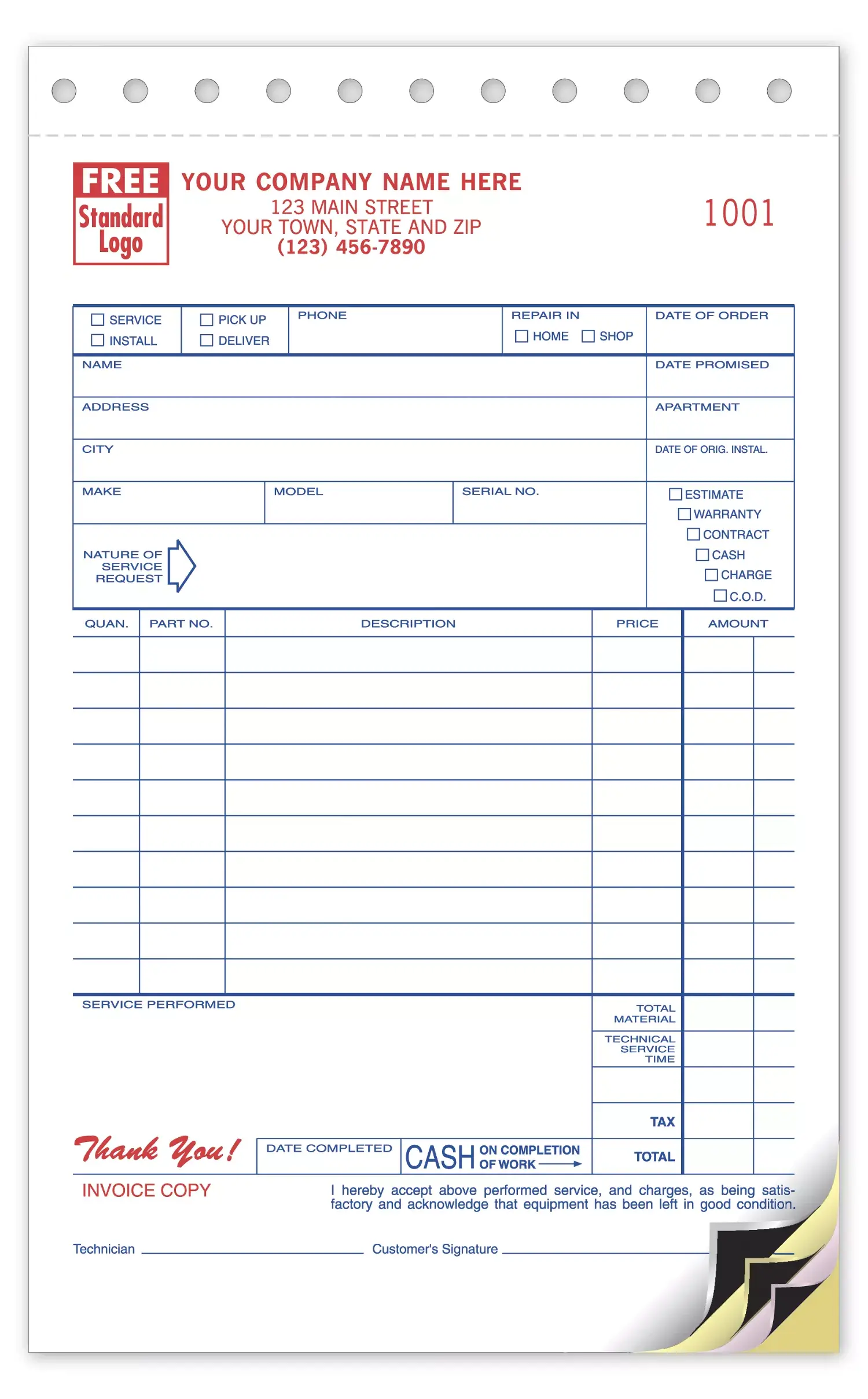 Carbon Copy Sales & Service Invoices