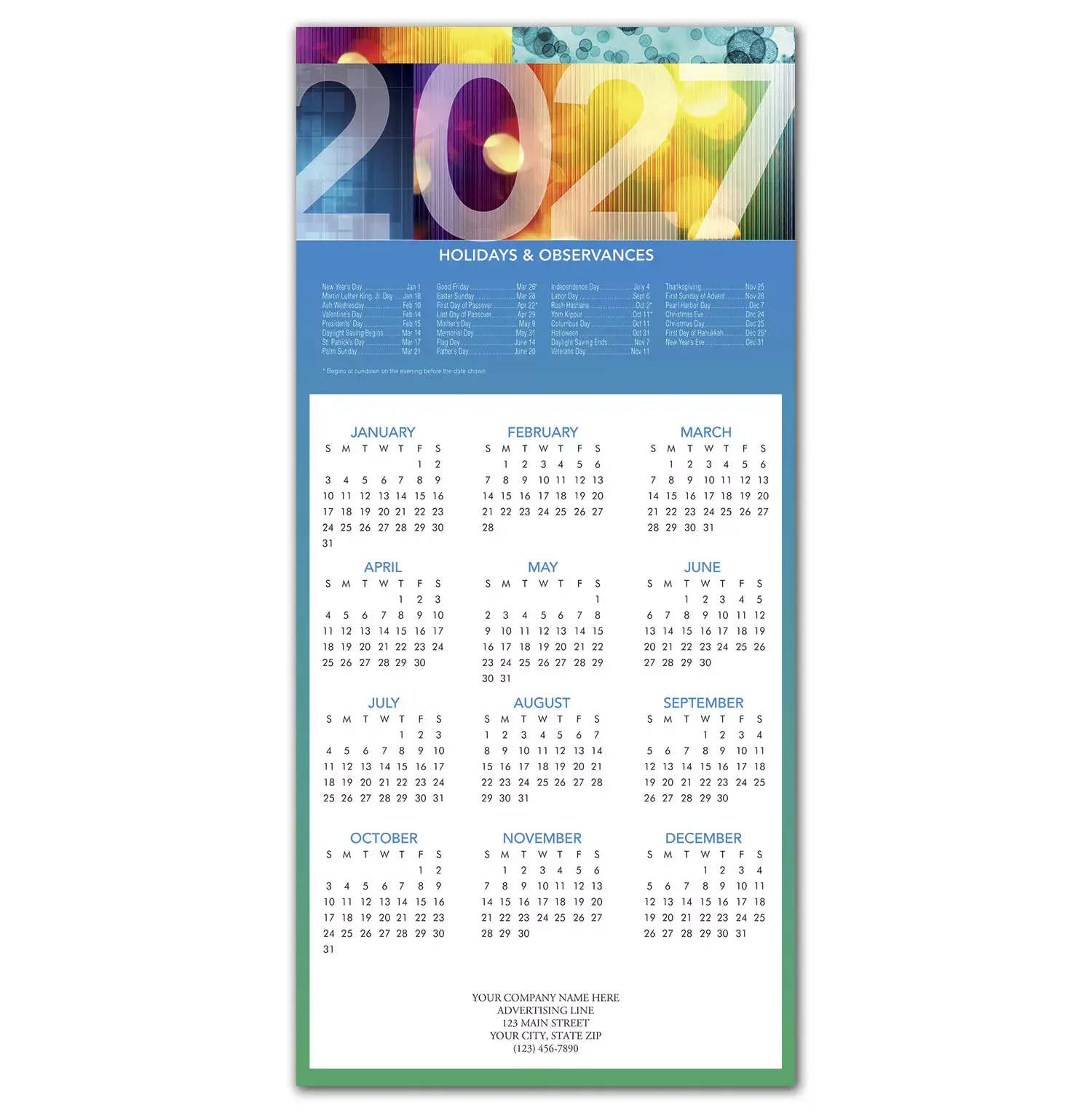 2027 Bold Year Calendar Cards