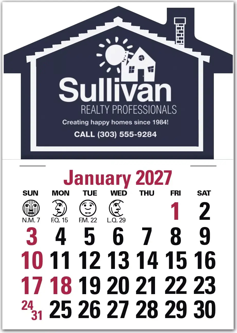 2027 House Shaped Label Calendars