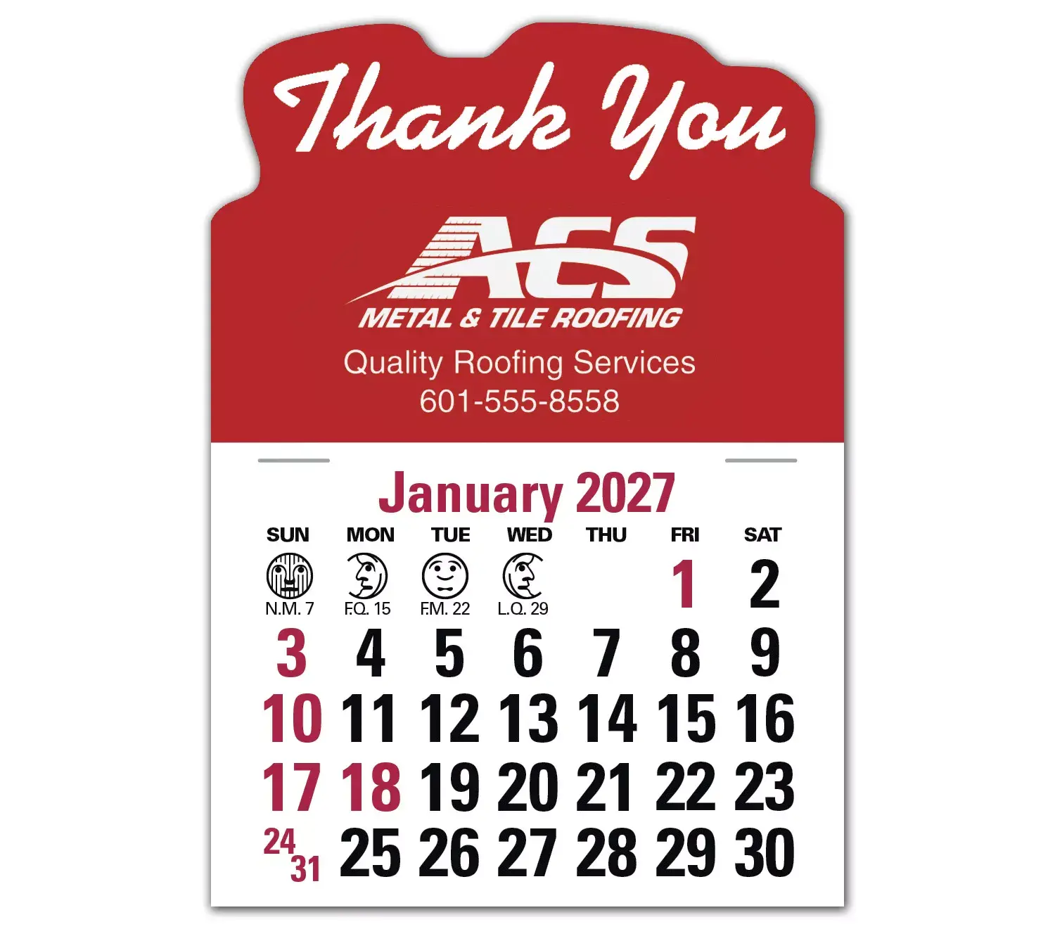 2027 Self-Adhesive Calendars - Thank You