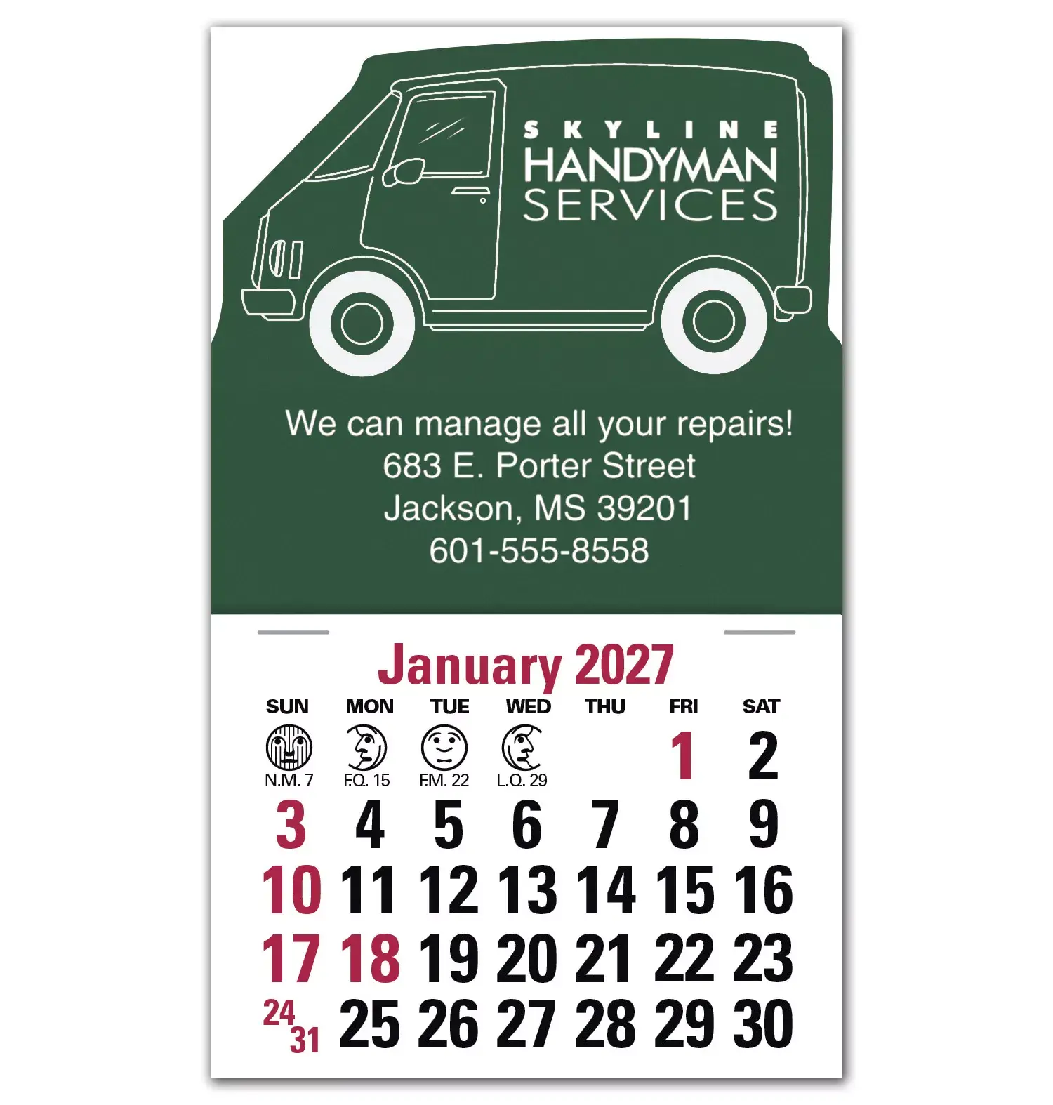 2027 Delivery Van Calendar
