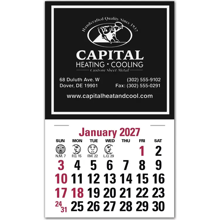 2027 custom calendars for business, compact, square design