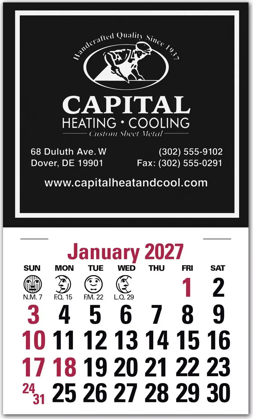2027 custom calendars for business, compact, square design