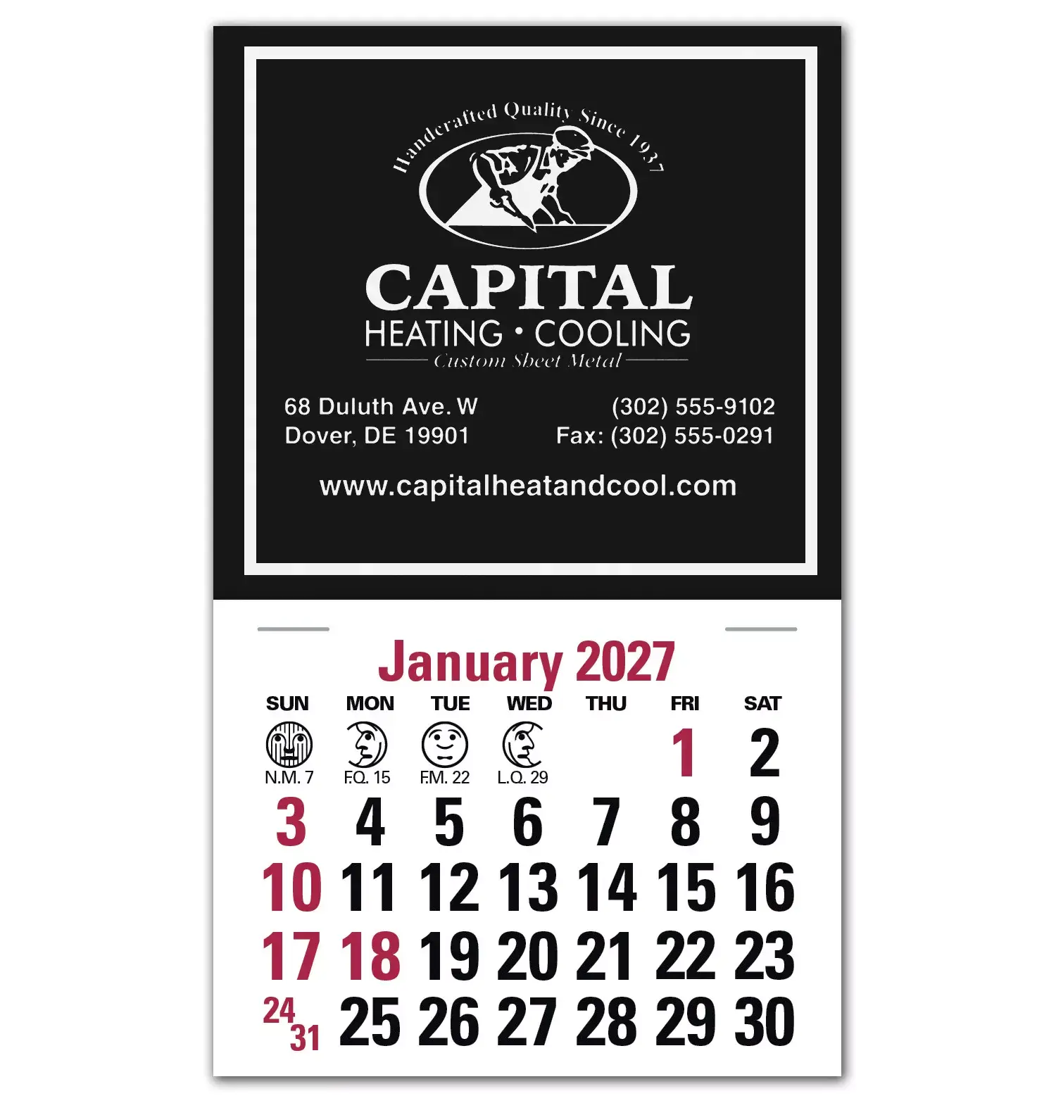 2027 custom calendars for business, compact, square design