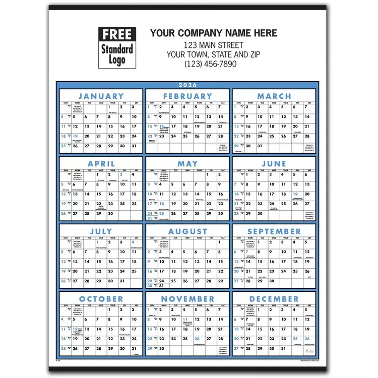 2026 Wall Calendar with Year at Glance