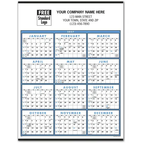 2027 Wall Calendar with Year at Glance