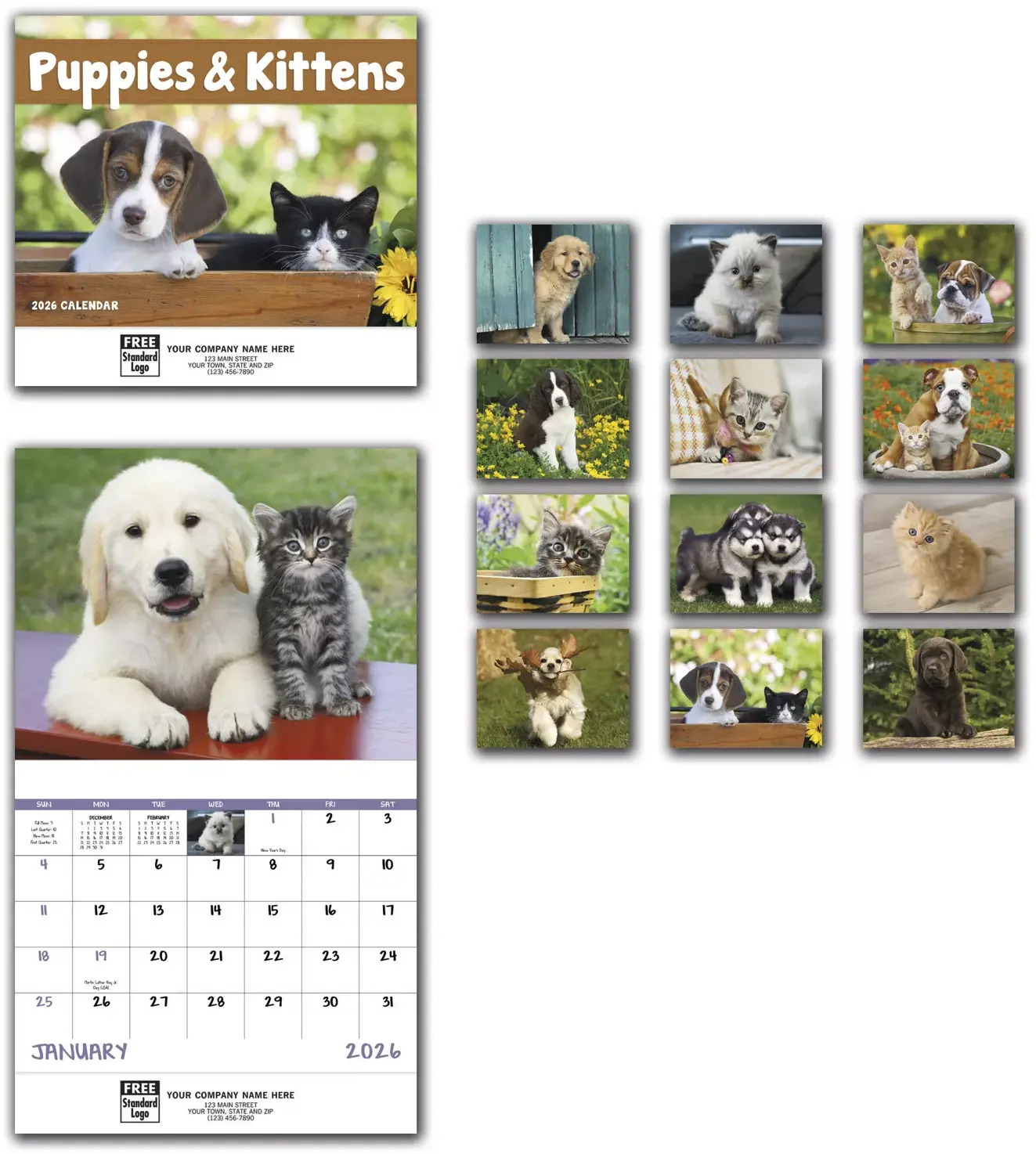 2026 Puppies & Kittens Wall Calendars