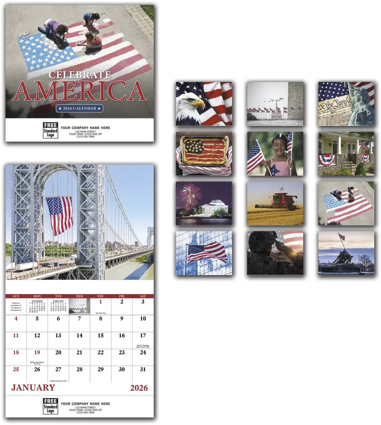 Custom 2026 Patriotic Wall Calendar Printing