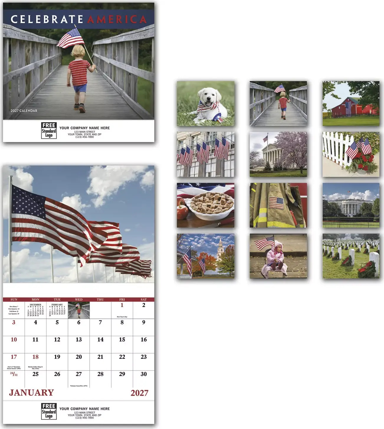 Custom 2027 Patriotic Wall Calendar Printing