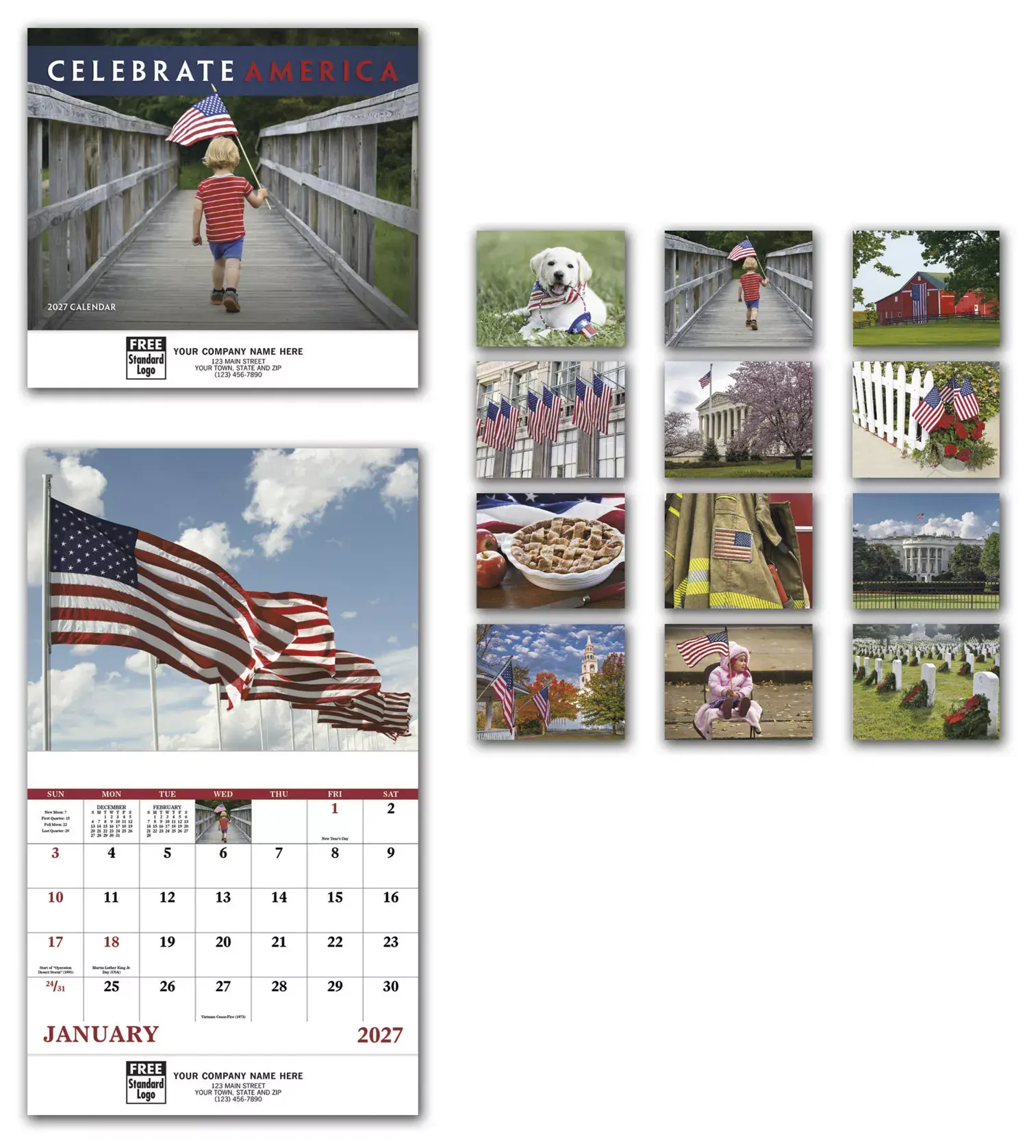 Custom 2027 Patriotic Wall Calendar Printing