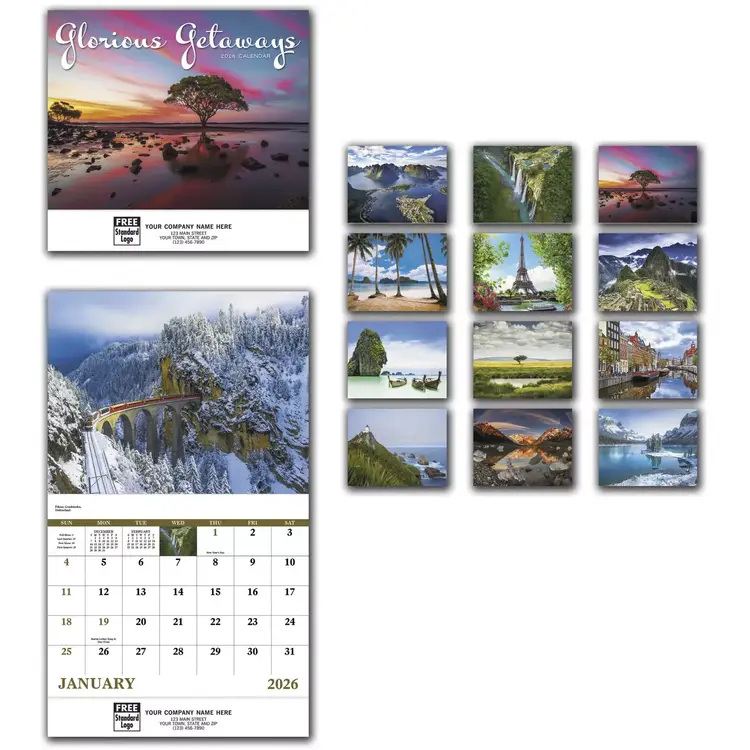 2026 Wall Calendar with Beautiful Getaways
