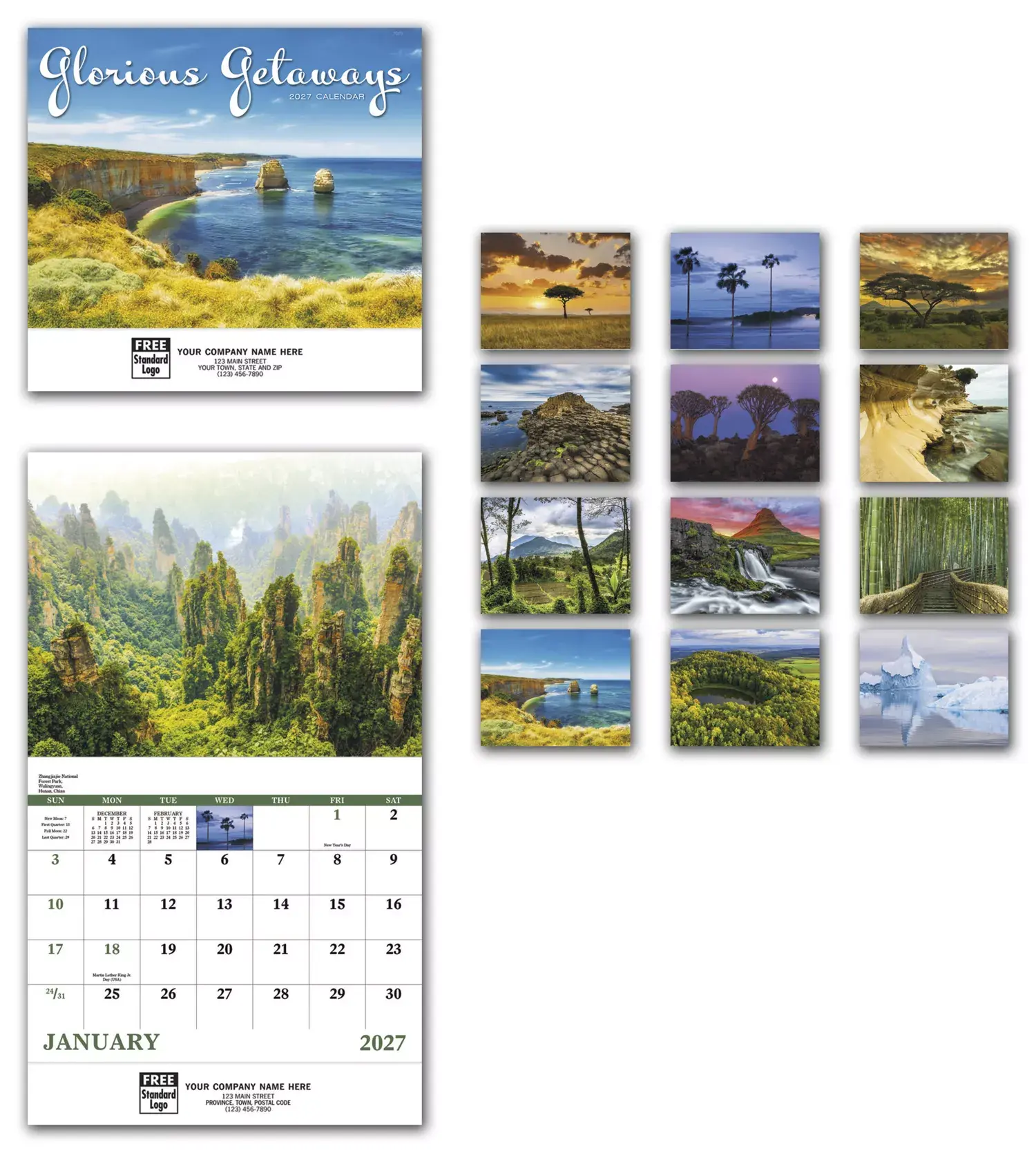2027 Wall Calendar with Beautiful Getaways