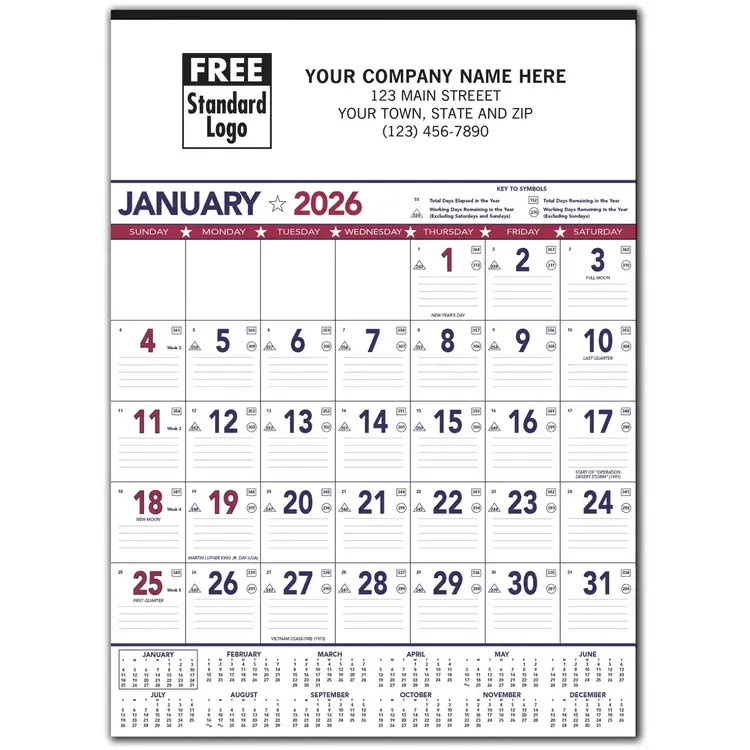 2026 Patriotic Contractor Calendars with Custom Printing